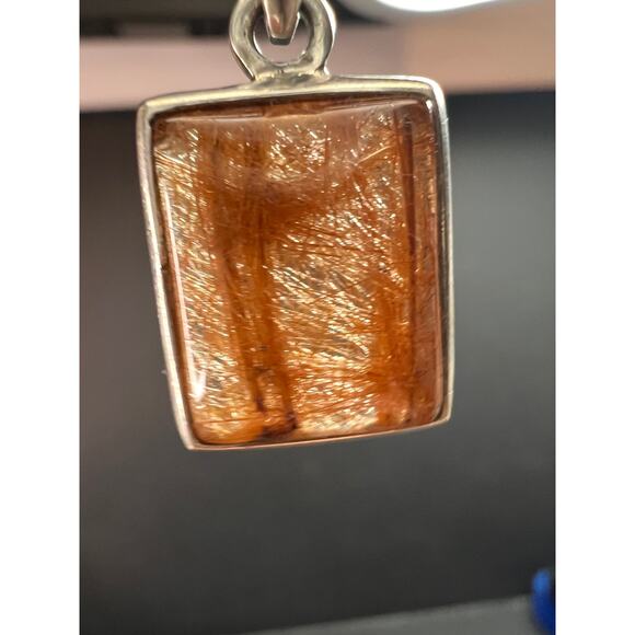 Vintage Nature Company Copper Rutilated Quartz Pendant 925 Sterling Silver - Picture 12 of 16
